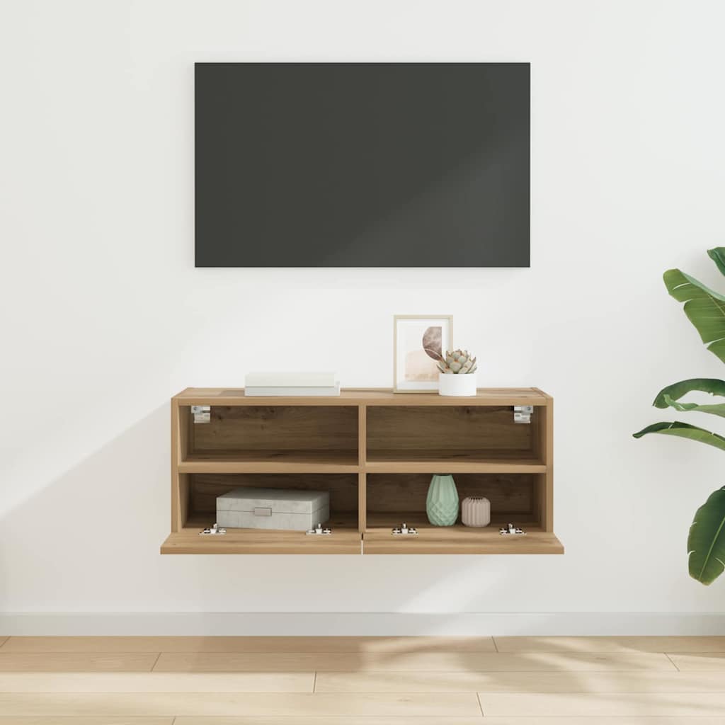 TV Wall Cabinet Artisan Oak 80 x 30 x 30 cm Engineered Wood