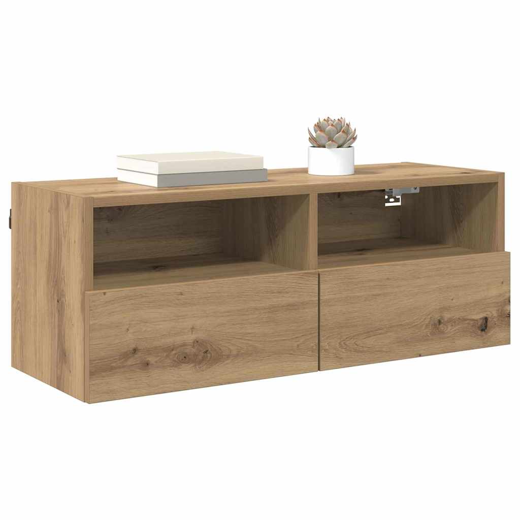 TV Wall Cabinet Artisan Oak 80 x 30 x 30 cm Engineered Wood