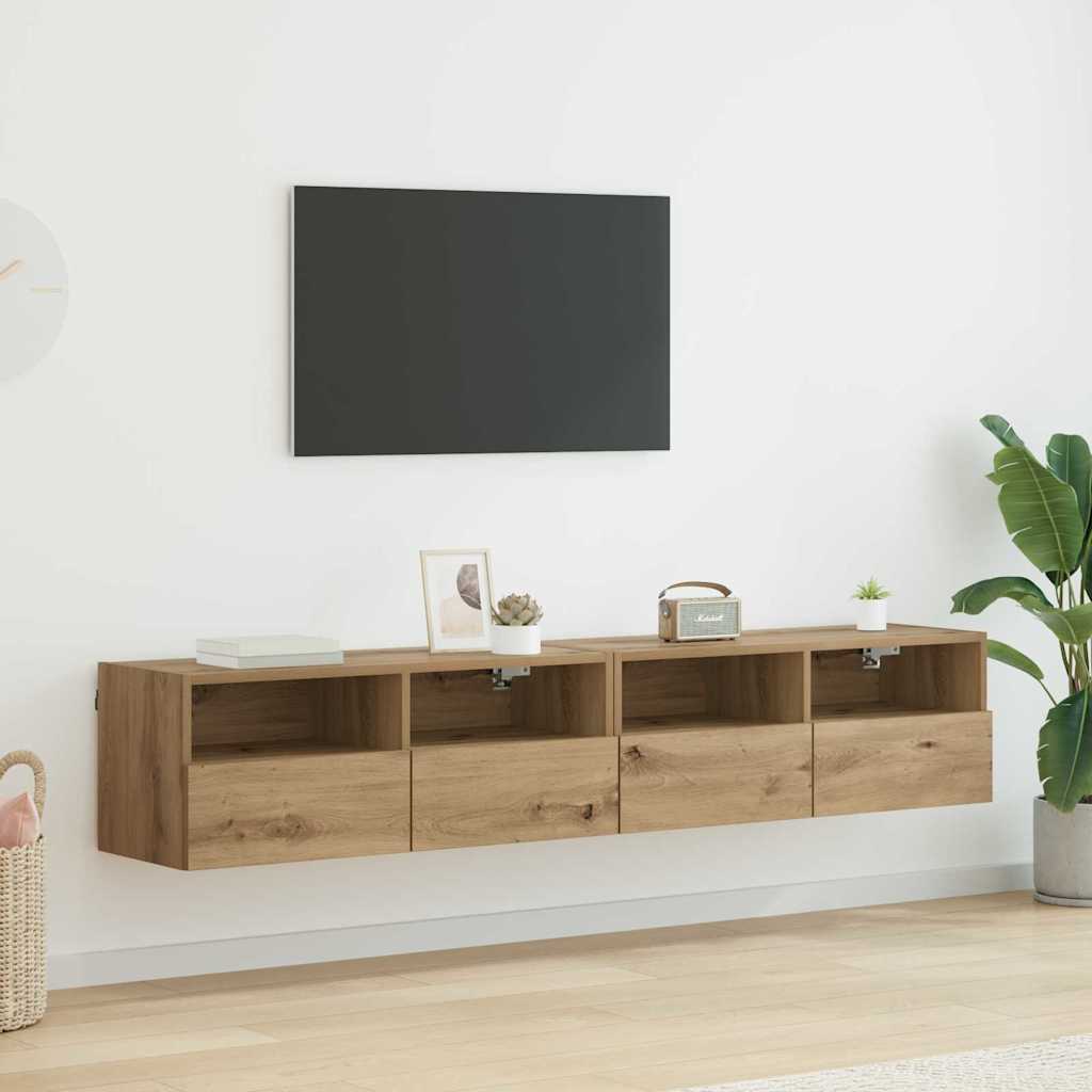 TV Wall Cabinets Wall-mounted 2 pcs Artisan Oak 80 x 30 x 30 cm