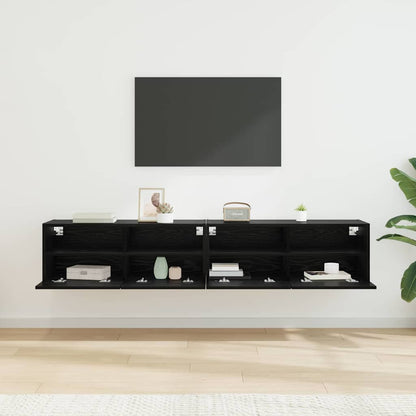 TV Wall Cabinets Wall-mounted 2 pcs Black Oak 80 x 30 x 30 cm