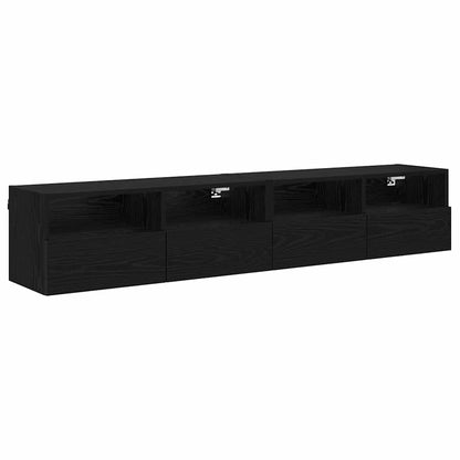 TV Wall Cabinets Wall-mounted 2 pcs Black Oak 80 x 30 x 30 cm