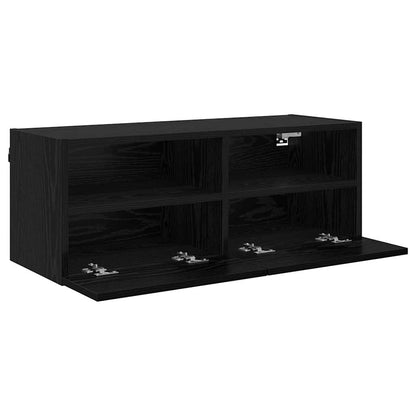 TV Wall Cabinets Wall-mounted 2 pcs Black Oak 80 x 30 x 30 cm