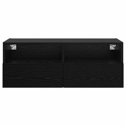 TV Wall Cabinets Wall-mounted 2 pcs Black Oak 80 x 30 x 30 cm