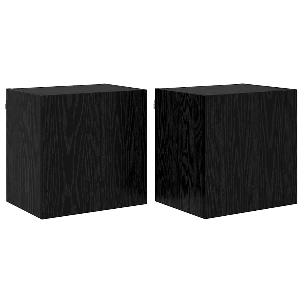 TV Wall Cabinets Wall-mounted 2 pcs Black Oak 40.5 x 30 x 40 cm