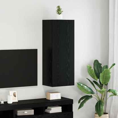 TV Wall Cabinet Black Oak 40.5 x 30 x 102 cm Engineered Wood