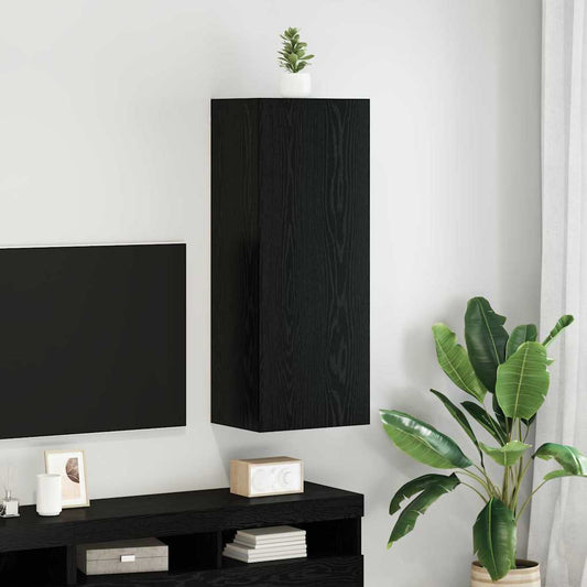 TV Wall Cabinet Black Oak 40.5 x 30 x 102 cm Engineered Wood