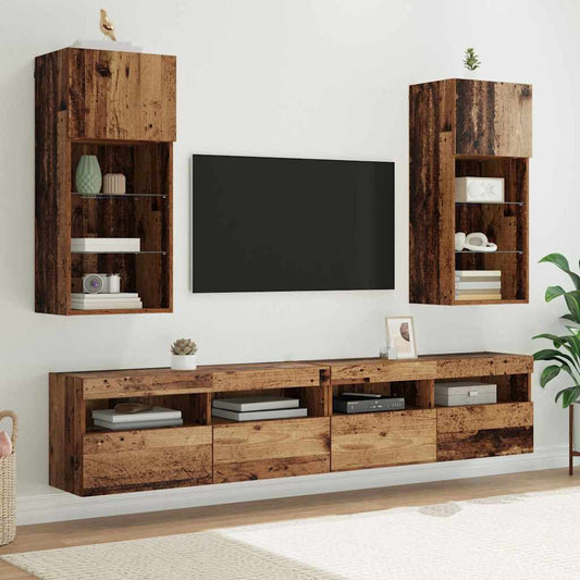 Wall-mounted TV Cabinets 2 pcs Old Wood 40.5 x 30 x 90 cm