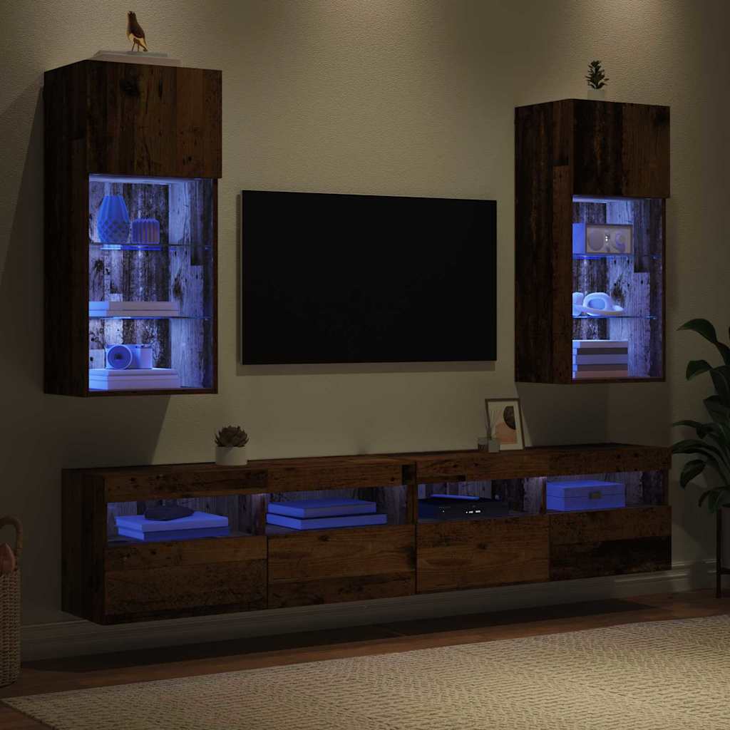 Wall-mounted TV Cabinets 2 pcs Old Wood 40.5 x 30 x 90 cm