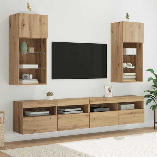 Wall-mounted TV Cabinets 2 pcs Artisan Oak 40.5 x 30 x 90 cm