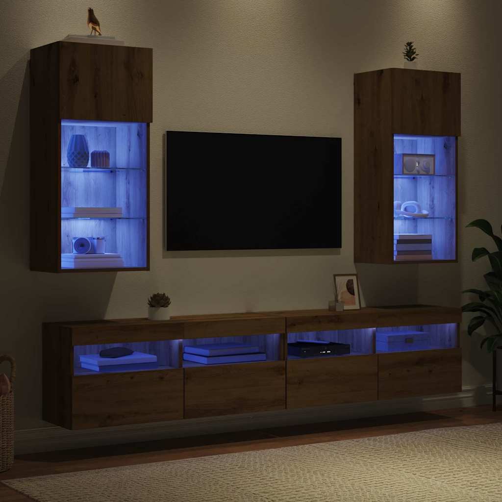 Wall-mounted TV Cabinets 2 pcs Artisan Oak 40.5 x 30 x 90 cm