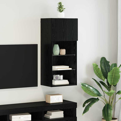 Wall-mounted TV Cabinet Black Oak 40.5 x 30 x 90 cm