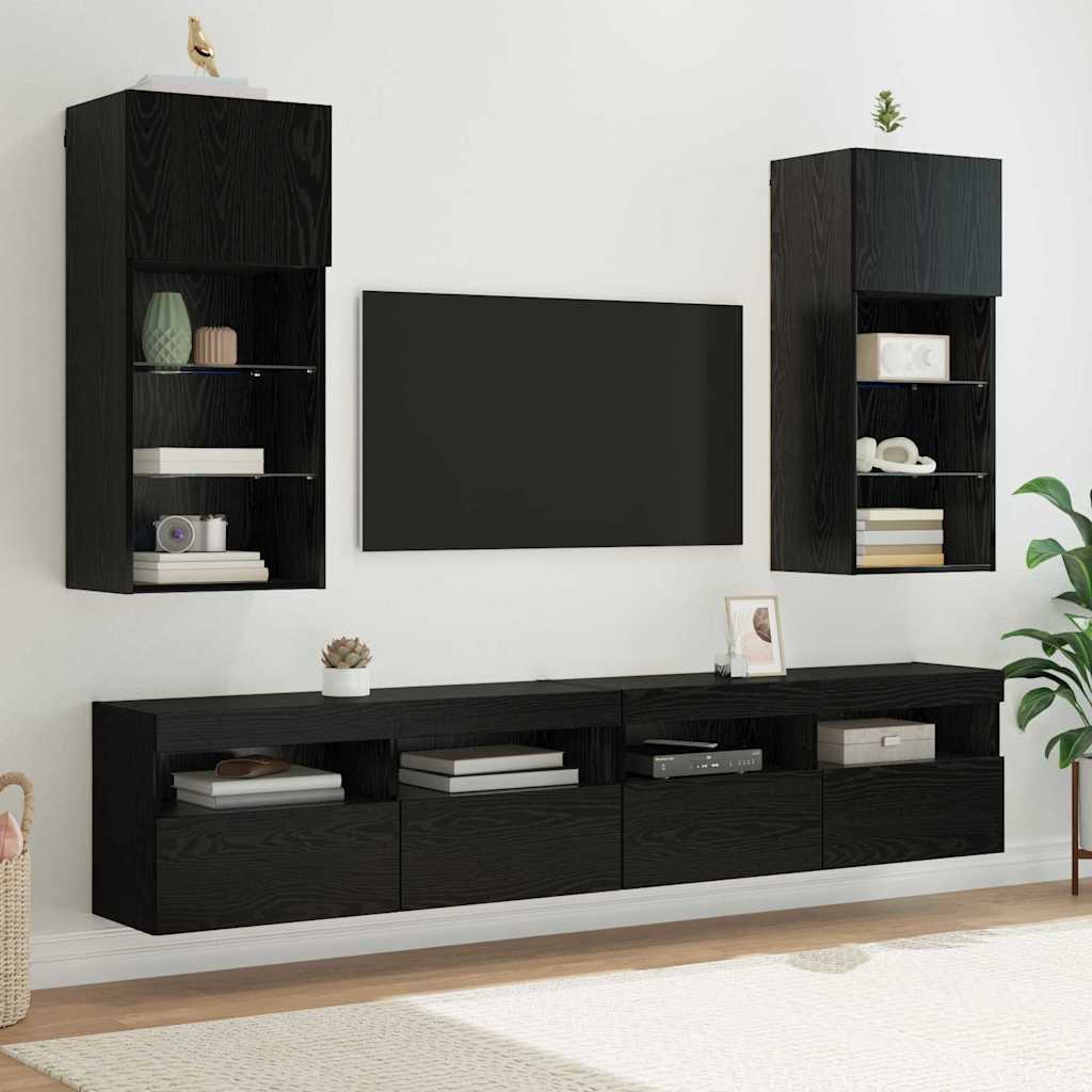Wall-mounted TV Cabinet Black Oak 40.5 x 30 x 90 cm