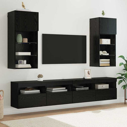 Wall-mounted TV Cabinet Black Oak 40.5 x 30 x 90 cm