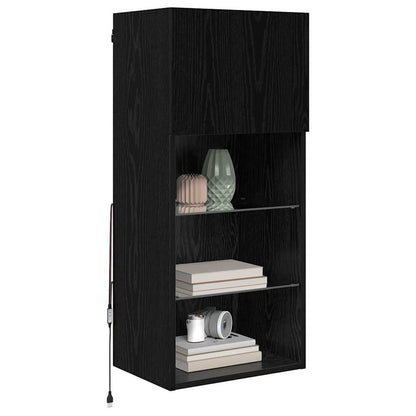 Wall-mounted TV Cabinet Black Oak 40.5 x 30 x 90 cm