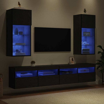 Wall-mounted TV Cabinets 2 pcs Black Oak 40.5 x 30 x 90 cm