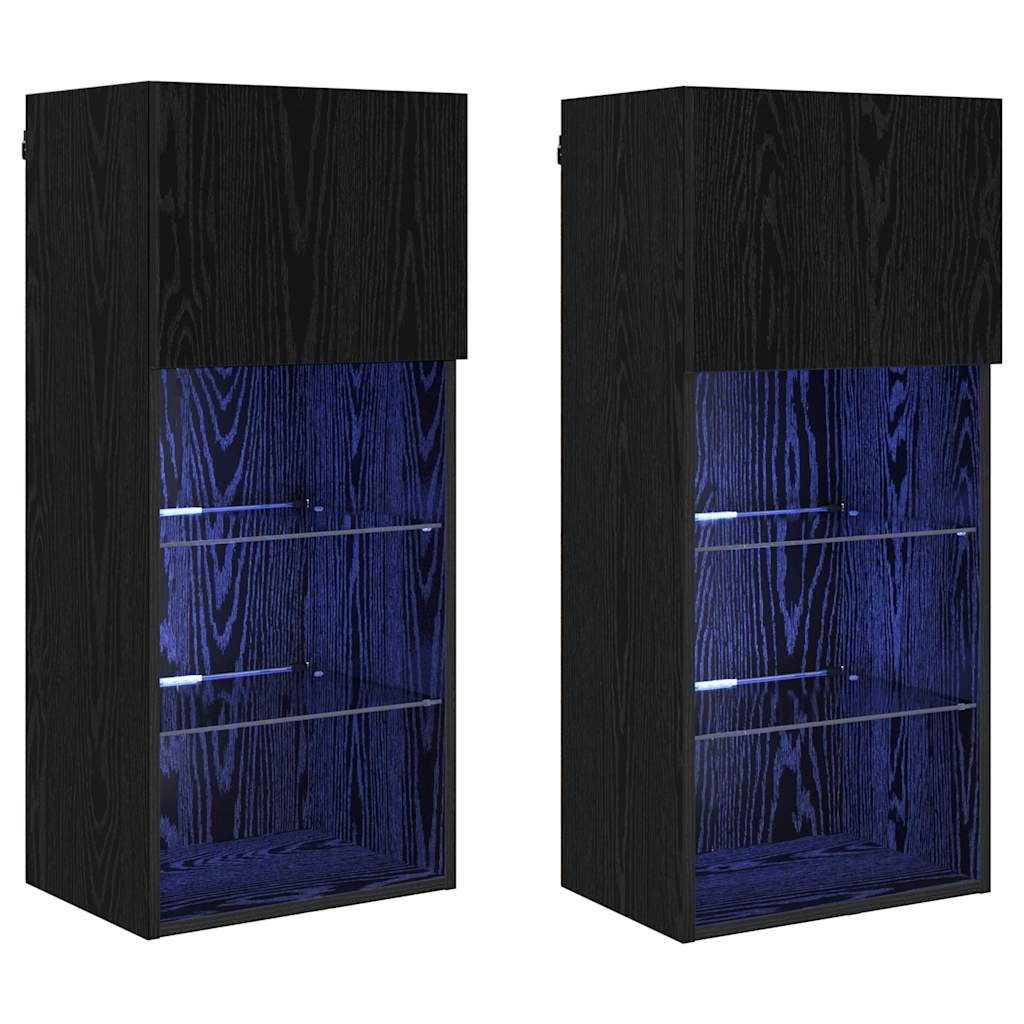 Wall-mounted TV Cabinets 2 pcs Black Oak 40.5 x 30 x 90 cm