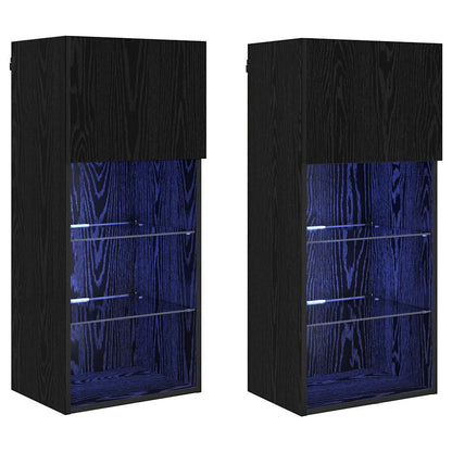Wall-mounted TV Cabinets 2 pcs Black Oak 40.5 x 30 x 90 cm
