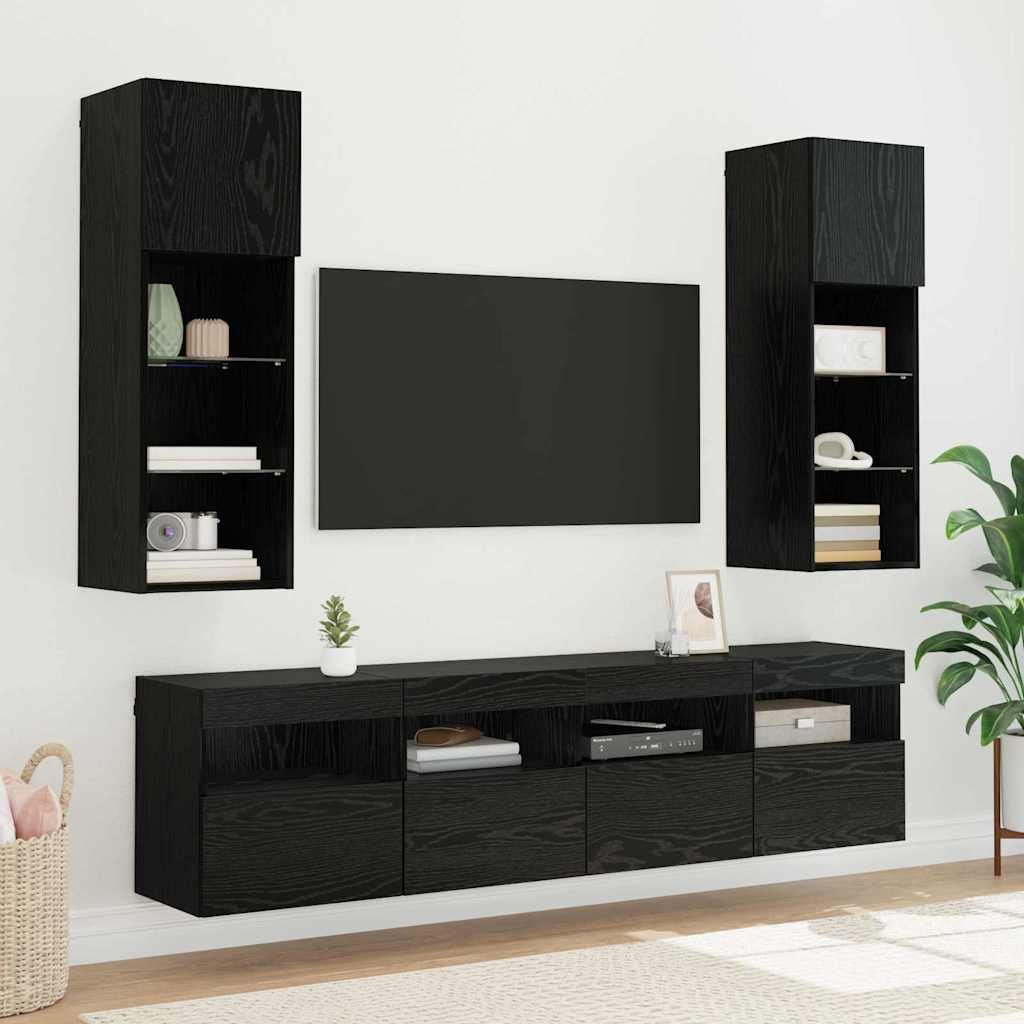 TV Wall Cabinets Wall-mounted 2 pcs Black Oak 40 x 30 x 40 cm