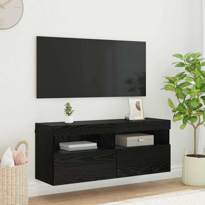 TV Wall Cabinet Black Oak 100 x 30 x 40 cm Engineered Wood