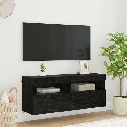 TV Wall Cabinet Black Oak 100 x 30 x 40 cm Engineered Wood