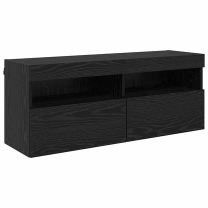 TV Wall Cabinet Black Oak 100 x 30 x 40 cm Engineered Wood