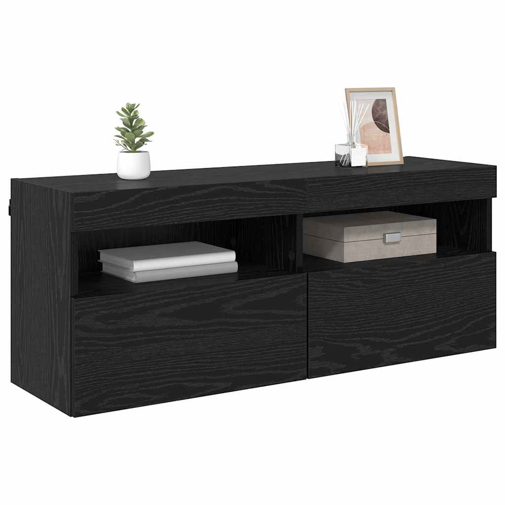 TV Wall Cabinet Black Oak 100 x 30 x 40 cm Engineered Wood