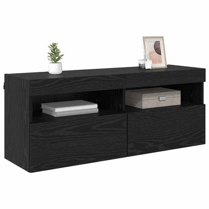 TV Wall Cabinet Black Oak 100 x 30 x 40 cm Engineered Wood