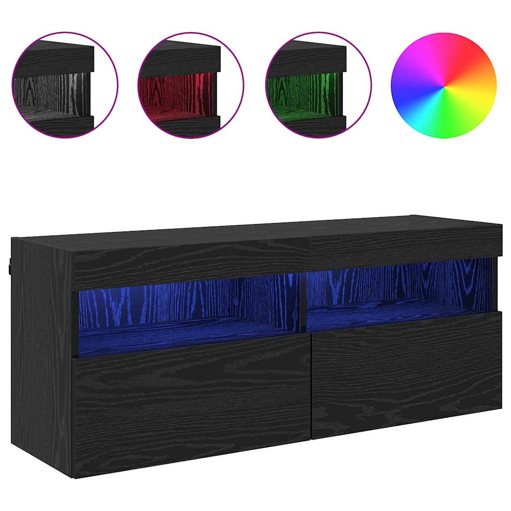 TV Wall Cabinet Black Oak 100 x 30 x 40 cm Engineered Wood