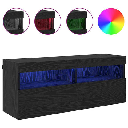 TV Wall Cabinet Black Oak 100 x 30 x 40 cm Engineered Wood