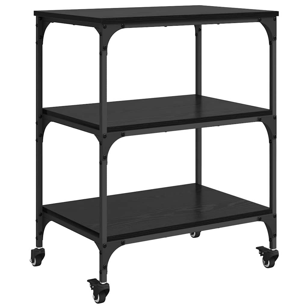 Kitchen Trolley Black Oak 60 x 41 x 76 cm Engineered Wood