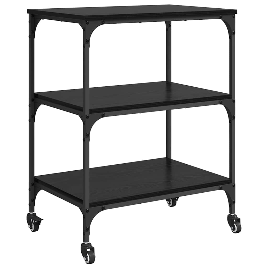 Kitchen Trolley Black Oak 60 x 41 x 76 cm Engineered Wood