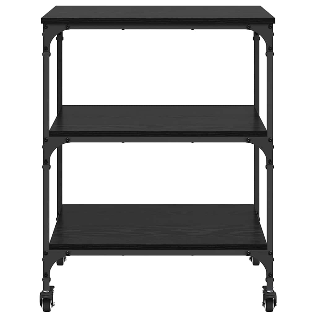 Kitchen Trolley Black Oak 60 x 41 x 76 cm Engineered Wood
