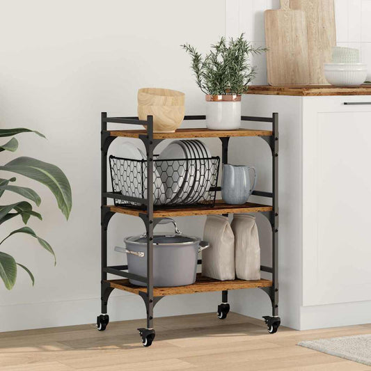 Kitchen Trolley Old Wood 50 x 35 x 75.5 cm Engineered Wood