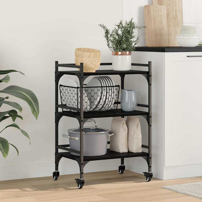Kitchen Trolley Black Oak 50 x 35 x 75.5 cm Engineered Wood