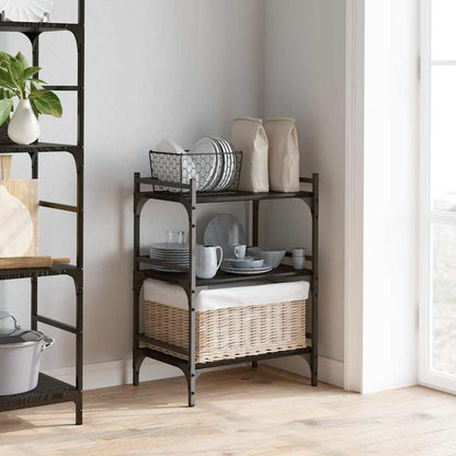 Kitchen Trolley Black Oak 50 x 35 x 75.5 cm Engineered Wood