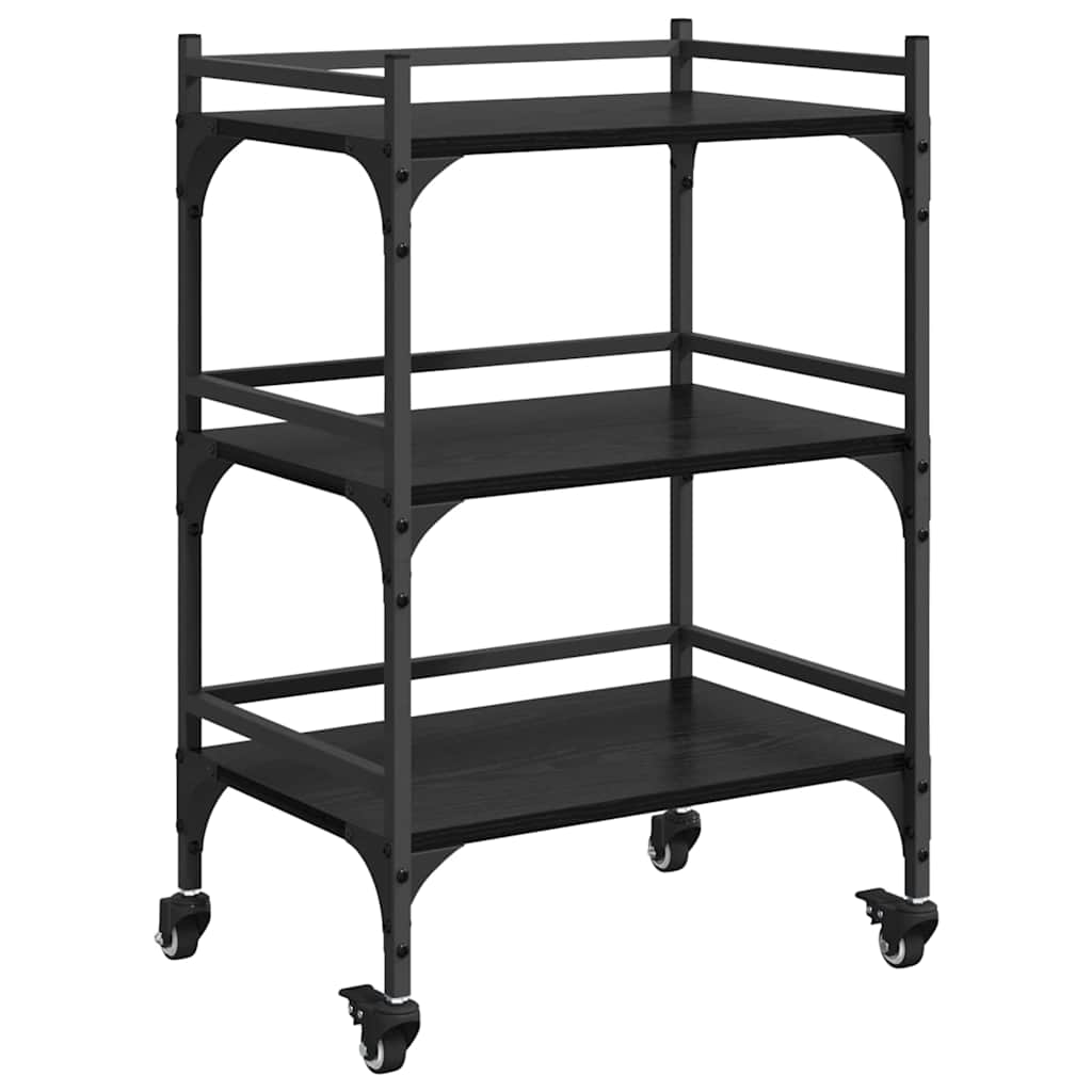 Kitchen Trolley Black Oak 50 x 35 x 75.5 cm Engineered Wood