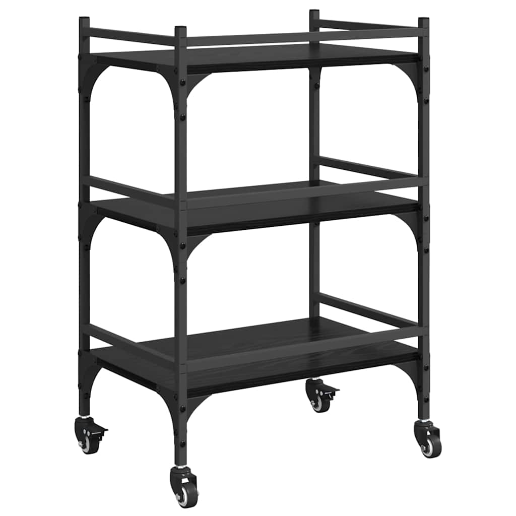 Kitchen Trolley Black Oak 50 x 35 x 75.5 cm Engineered Wood