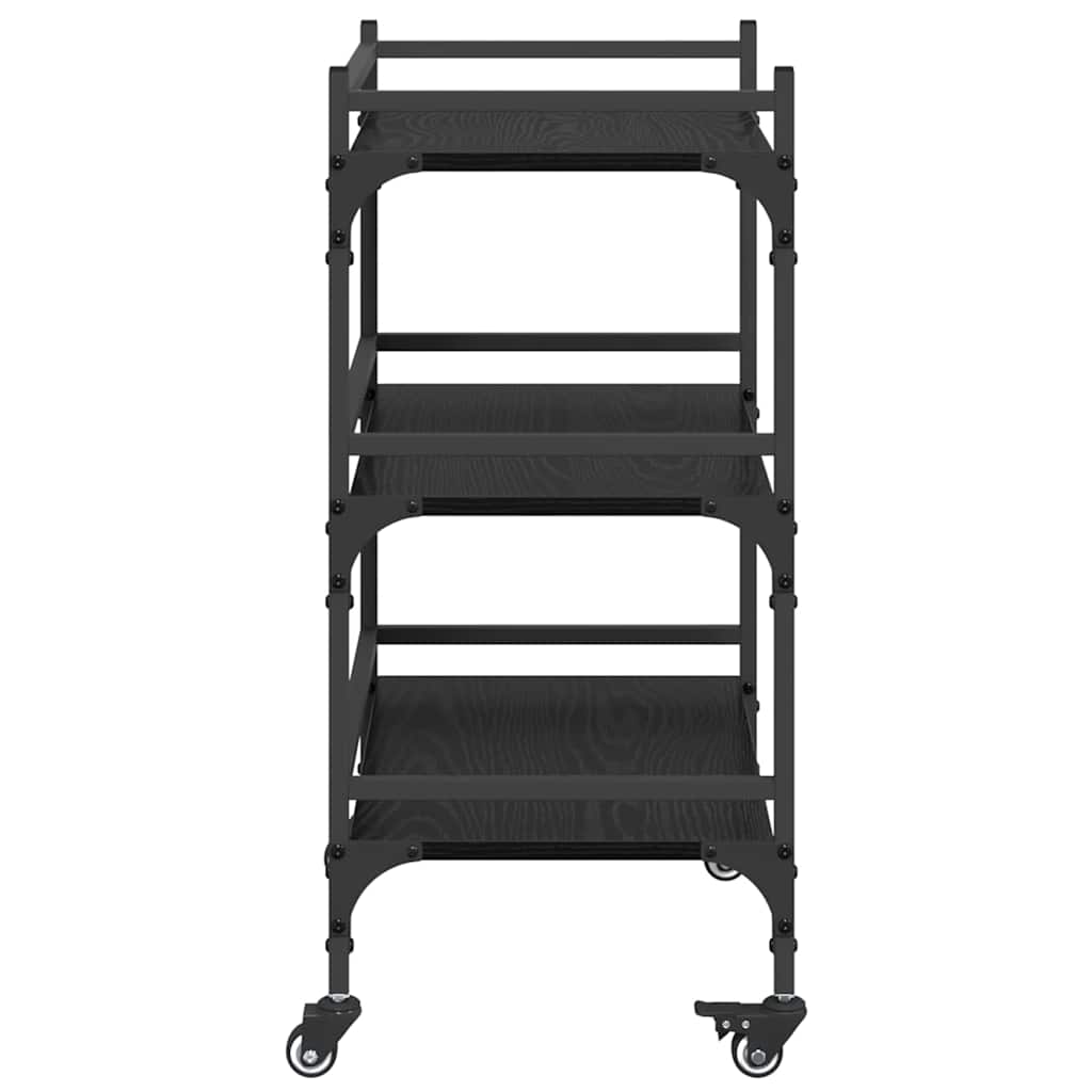 Kitchen Trolley Black Oak 50 x 35 x 75.5 cm Engineered Wood