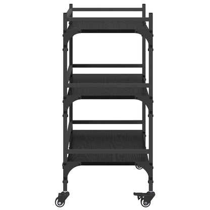Kitchen Trolley Black Oak 50 x 35 x 75.5 cm Engineered Wood