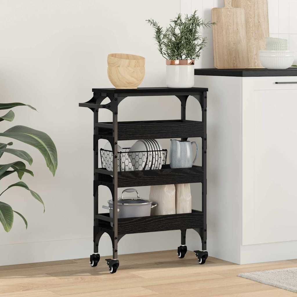 Kitchen Trolley Black Oak 53 x 20 x 76 cm Engineered Wood