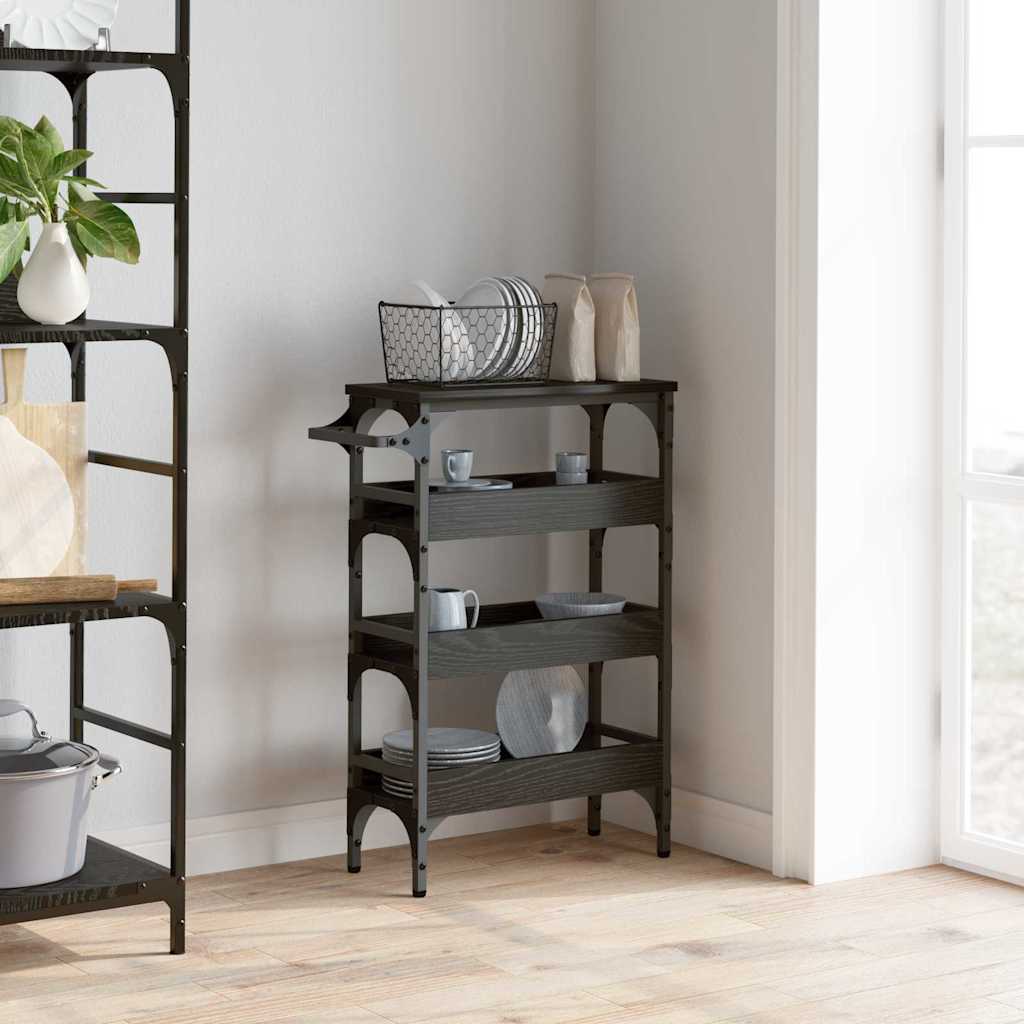 Kitchen Trolley Black Oak 53 x 20 x 76 cm Engineered Wood