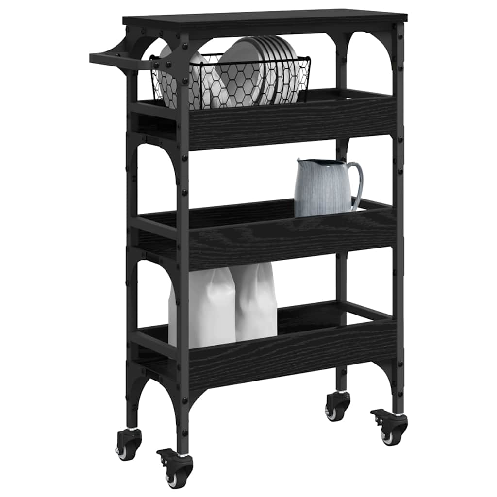 Kitchen Trolley Black Oak 53 x 20 x 76 cm Engineered Wood