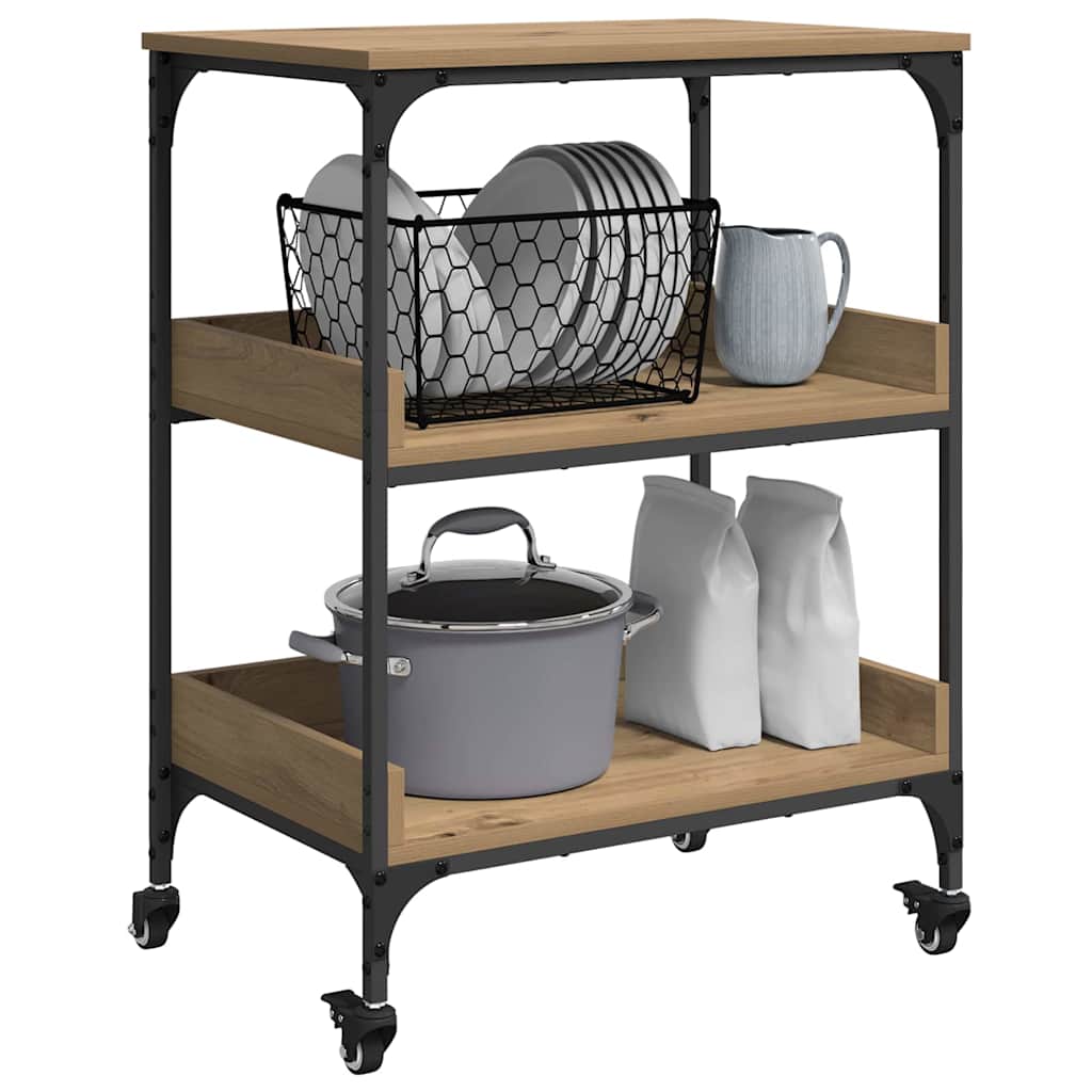 Kitchen Trolley Artisan Oak 60 x 41 x 80.5 cm Engineered Wood