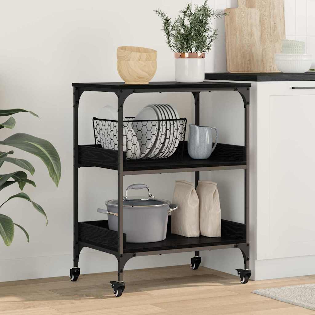 Kitchen Trolley Black Oak 60 x 41 x 80.5 cm Engineered Wood