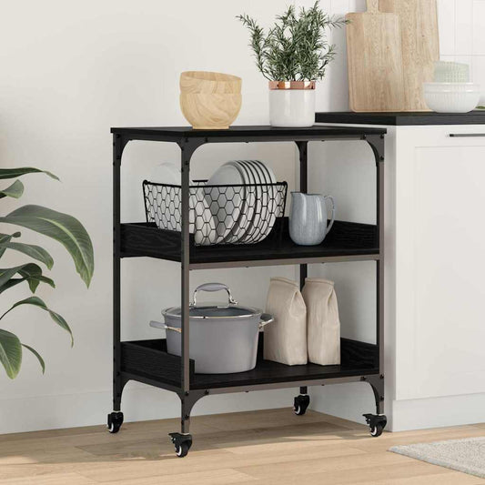 Kitchen Trolley Black Oak 60 x 41 x 80.5 cm Engineered Wood