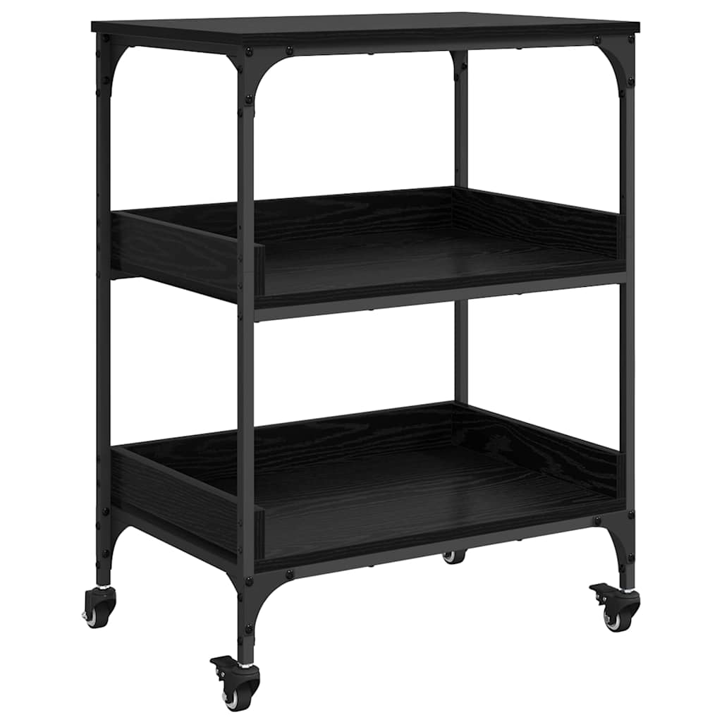 Kitchen Trolley Black Oak 60 x 41 x 80.5 cm Engineered Wood