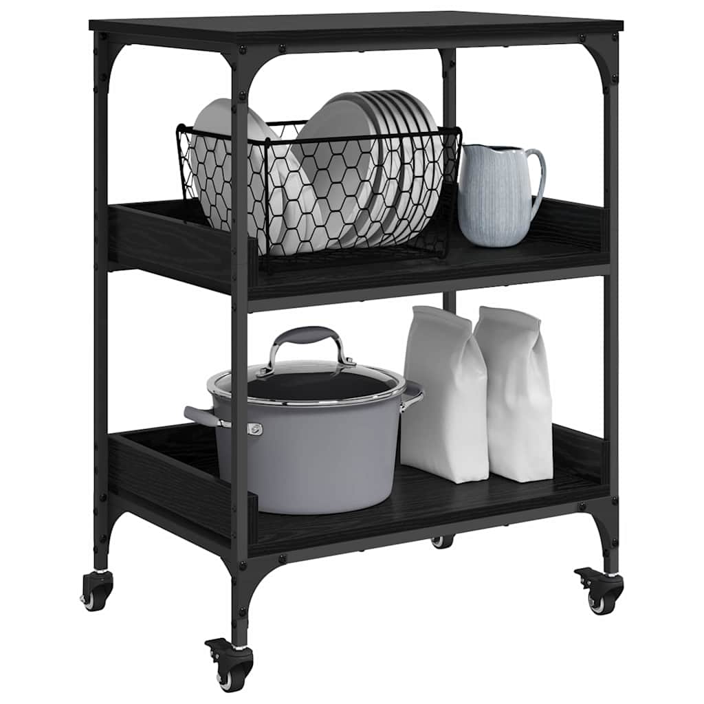 Kitchen Trolley Black Oak 60 x 41 x 80.5 cm Engineered Wood