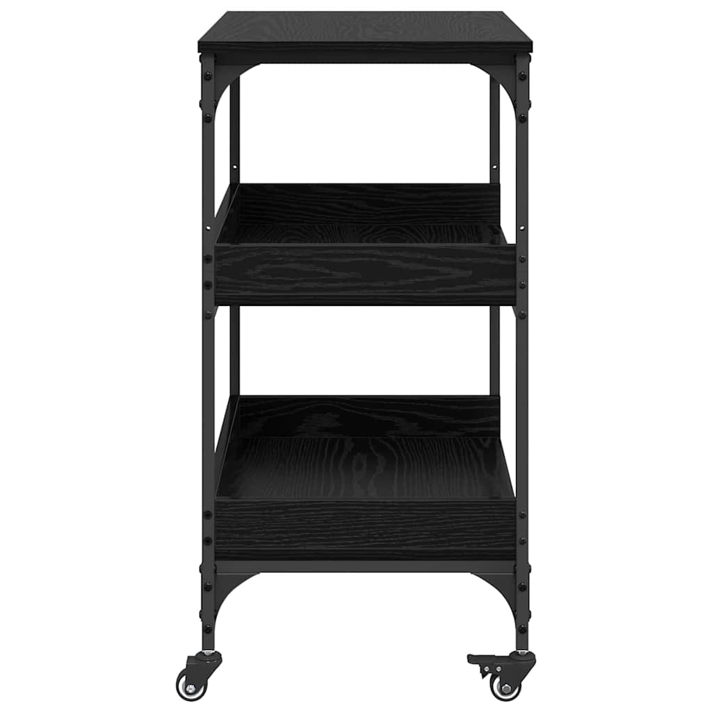 Kitchen Trolley Black Oak 60 x 41 x 80.5 cm Engineered Wood