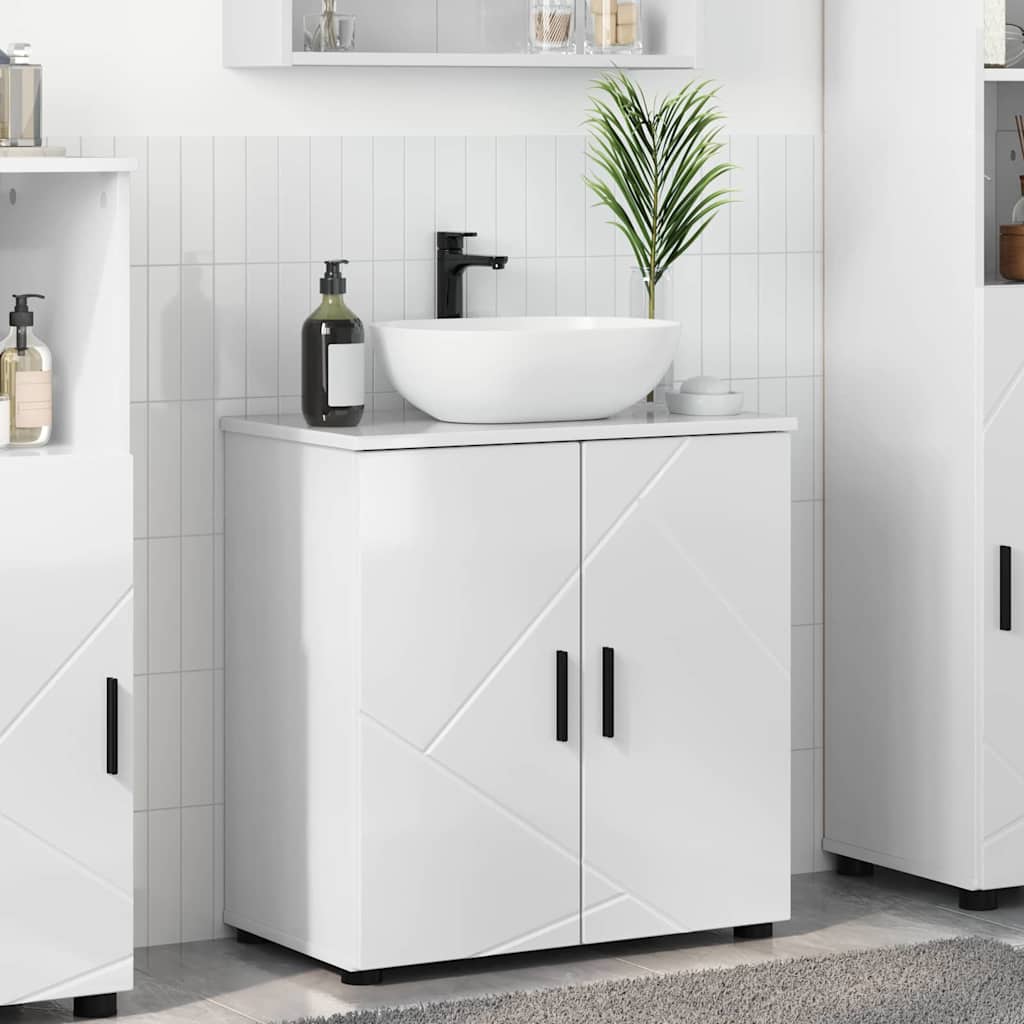 Bathroom Cabinet with Storage High Gloss White 61 x 35 x 64 cm