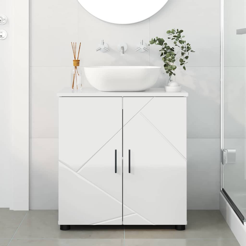 Bathroom Cabinet with Storage High Gloss White 61 x 35 x 64 cm